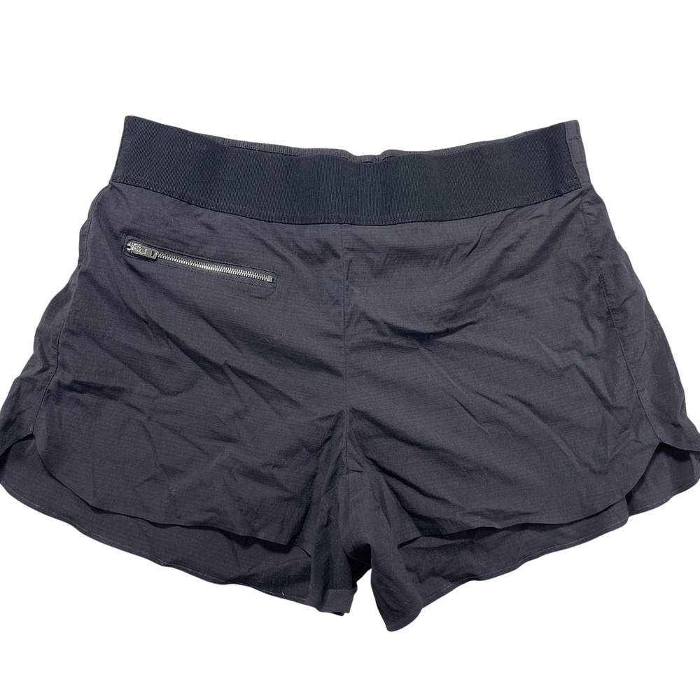 Athleta Shorts Womens 8 Black Nylon Running Athletic Zip Pockets Gym Hiking